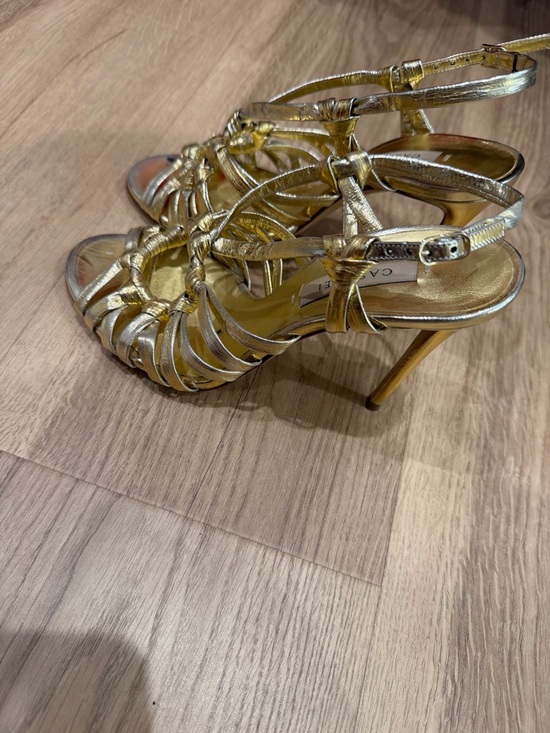 Casadei Gold Knotted Strappy Stiletto Sandal main image 1